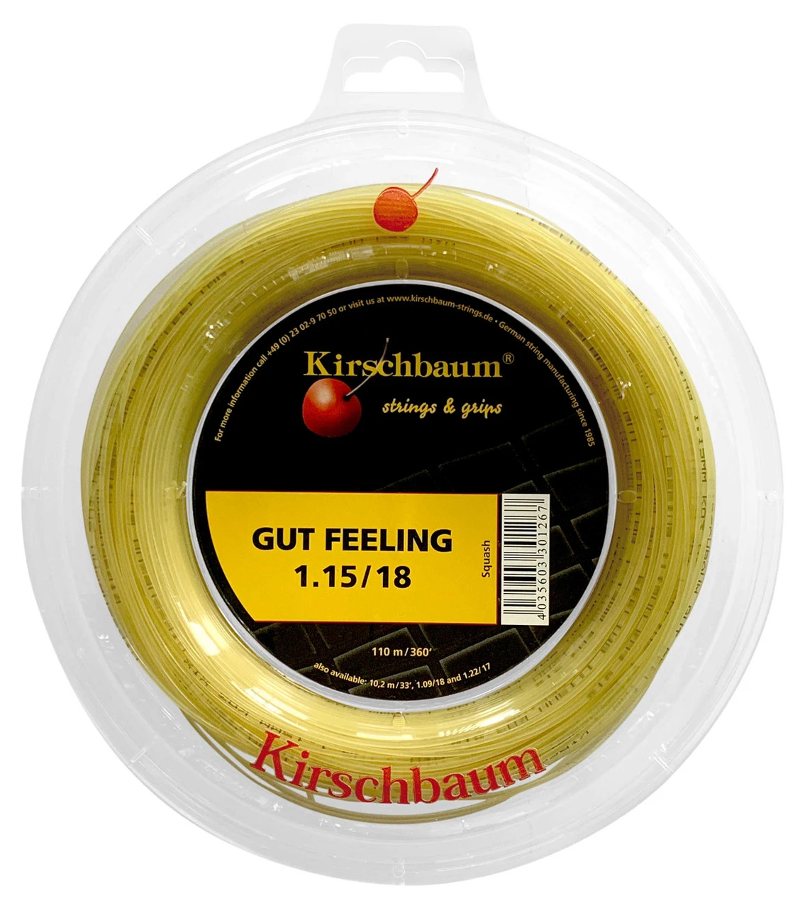 Kirschbaum Gut Feeling 18 1.15mm Squash 110M Reel 3 Kirschbaum Gut Feeling 18 1.15mm Squash 110M Reel